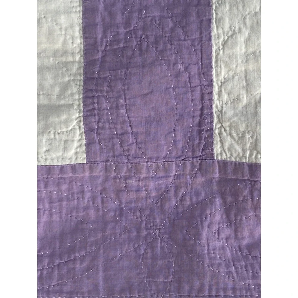 1927 Vintage Quilt Lilac Purple Embroidered Flower Hand Stitched 69